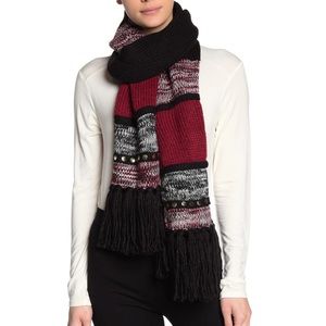 Michael Kors Stripe Print Embellished Scarf Wrap
